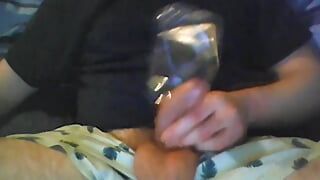 Hairy Cock Vacuum Sucking And Masturbating With Small Bottle