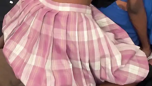 Skinny Ebony Teen Takes off Uniform to Fuck Better