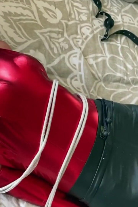 latex bondage high heels hogtied