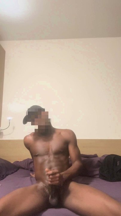 Black stud masturbates and cums