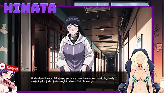 HINATA, akademinin ÖĞRETMENi. Fermuarını açıyor ve göğüslerini ortaya çıkarıyor. Shinobi Sırları 14