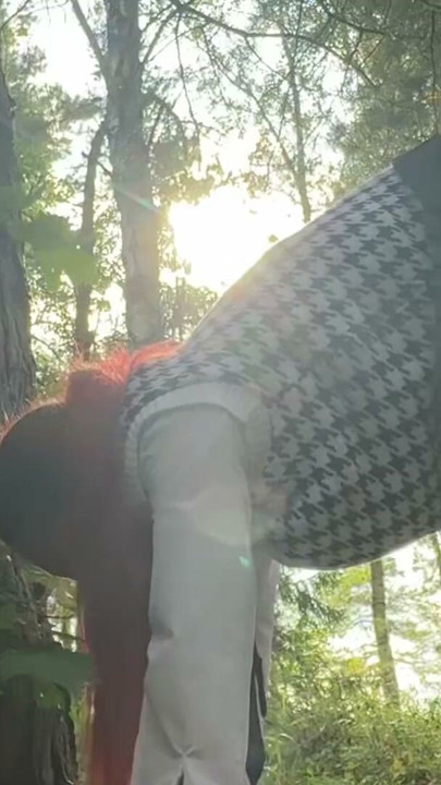 What does the sweet young student do in the forest after studying? She sucks cock and gets anal creampie. | Clip 1