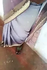 Satin silk Saree maami boobs press
