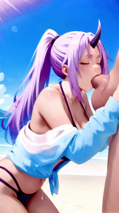Shion from that time i got reincarnated as a slime, does a perfect deepthroat with your long penis and will swallow all your cum | Clip 1