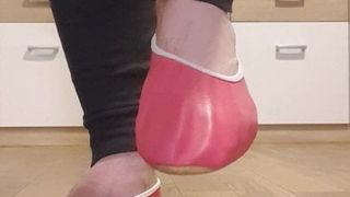 Promenade dans ma chausson de gymnastique en cuir rose