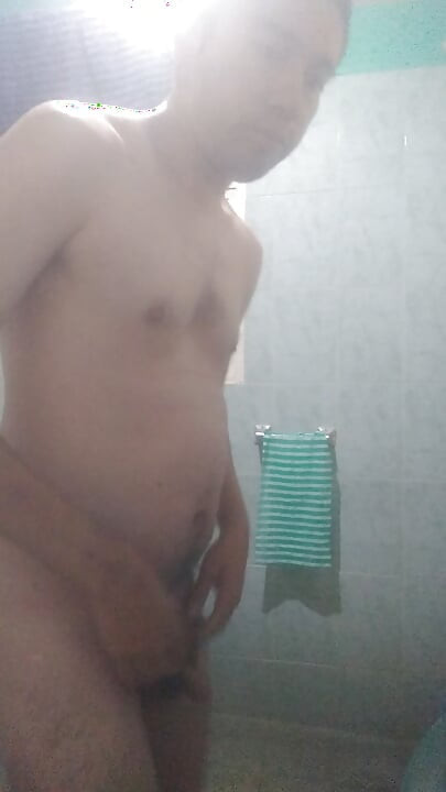 Naked man in shower