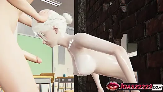 Студентка Nadine 3D анимация - дрочка на большом хуе, грязный минет, экшн в классе со стонами, глорихол глорихол глотание спермы