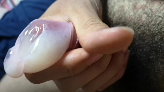 Condom masturbation  cumshot