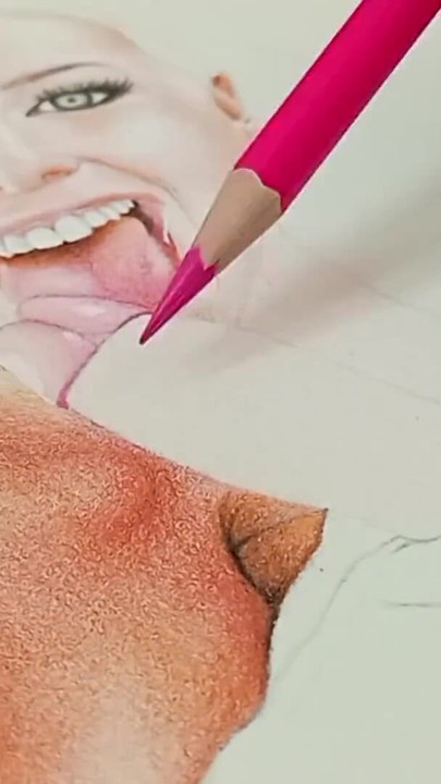 大きな白いペニスをしゃぶるセクシーなデジ妻としてのアンジェラホワイトのエロティックアートまたは描画肖像画 | クリップ 1