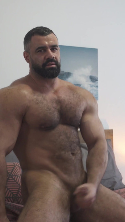 Hot muscular stud flexing and jerking his cock - Anthony Beau | Clip 1