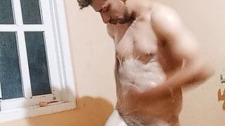 Bathing boy dick show