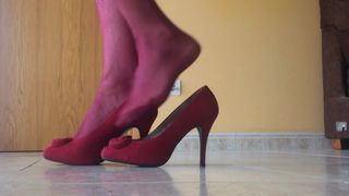 Red Nylon Heels
