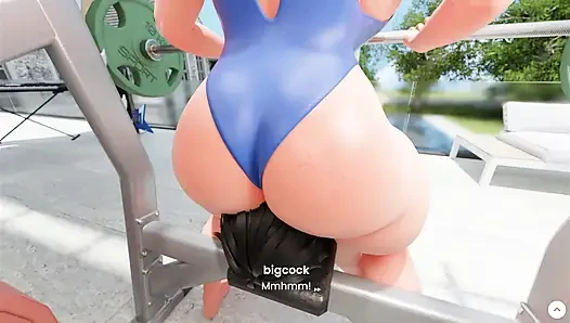 Ich finde sie, wenn sie trainiert, und sie lässt mich meinen Penis überall hinsetzen.