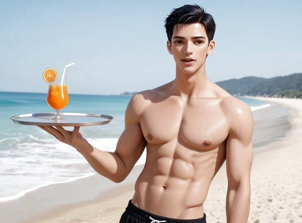 สาวใหญ่ต้องการวันหยุดที่ชายหาดจริง แต่เธอได้ควยของบริกรแทน