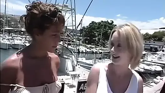 Blonde girl does the 69 while sailing on a boat
