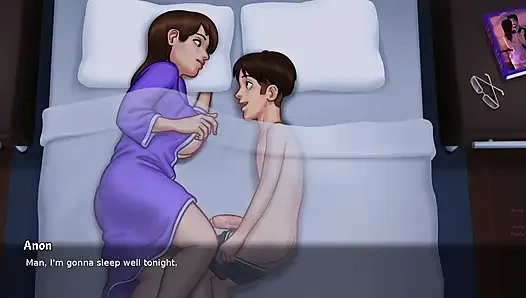 Stepmom and stepson making love under the covers - Summertime Saga