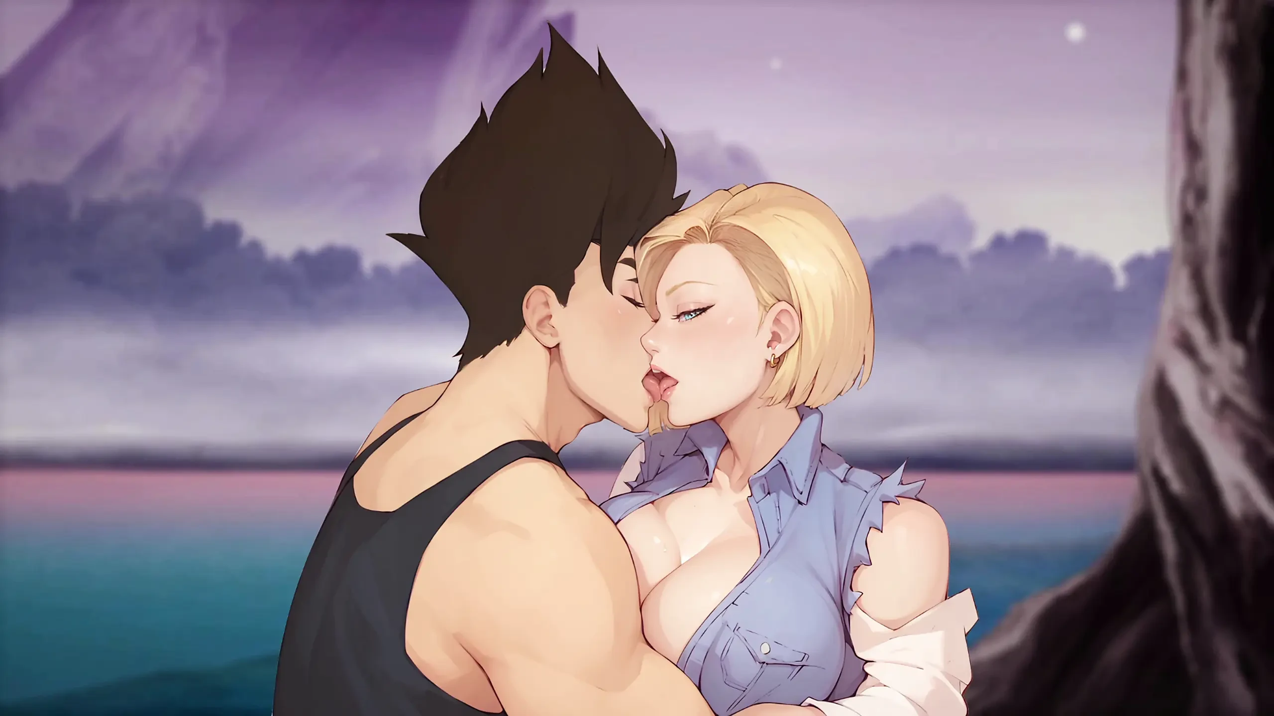 Divine Adventure - O Boquete ford e o beijo apaixonado com Android 18