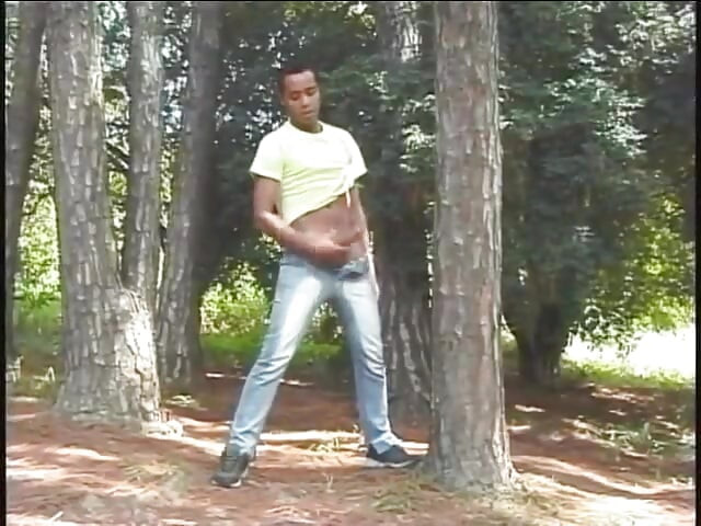 Two latino guys in the forest pleasing their dongs