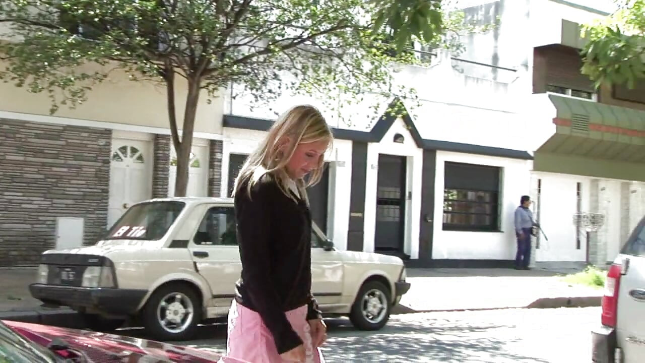 3some fuck for the blonde Spanish beauty, 2 white and 1 black cock