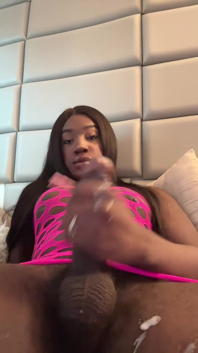 Jaw-dropping moment from "Black trans girl jerking off shoots a huge load"