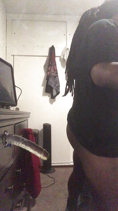 Black Ass Wearing Submissive Thong Playing with Toys