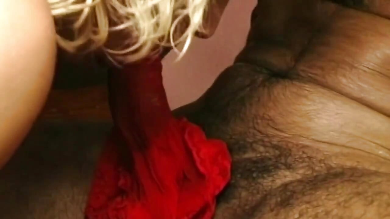 Blonde in Red Lingerie Sucks Red Heel Hard