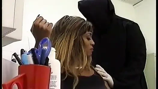 Busty ebony fake-titted MILF bends over for a nice hardcore pounding