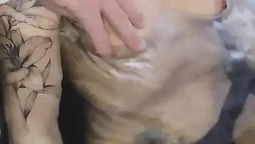 Relaxing in the Jacuzzi, They're Massaging My Breasts