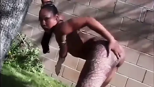 Schwarz-weiß sexy schwarze muschi fickt im garten