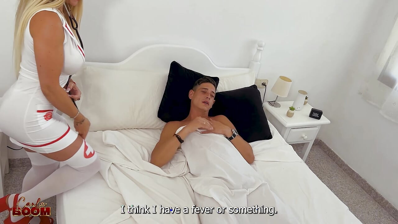 Man gets fucked by two horny, cum-thirsty nurses in a threesome - Carla Boom