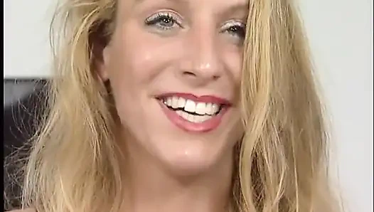 Superb blonde masturbates with dildo