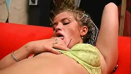 Two Amazing MILF and Teen Busty Lesbians Masturbate Their Hairy Pussy with Dildo and Fingers