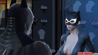 Бэтмен с большим хуем трахает горячую задницу женщины-кошки
