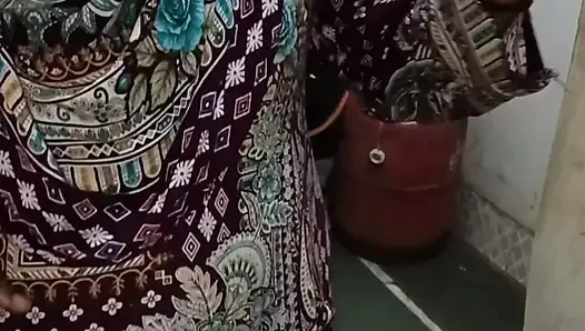 Drinking yellow milk to the neighbor