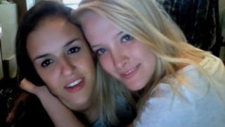 Amateur blonde & brunette sweet kissing