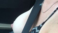 girlfriends tit out driving