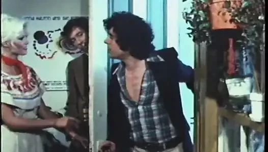 Vintage porno threesome with slut getting banged and creamed by two guys