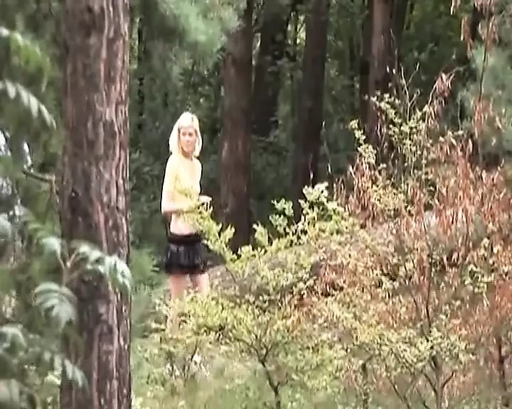 A slim blonde slut from Germany adores eating cum outdoors