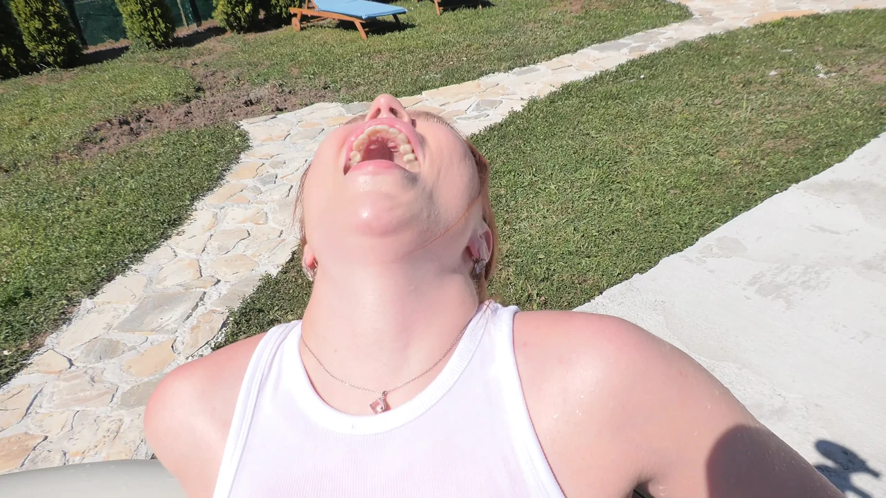 SEX in the pool ! BIG cock in tight pussy! FACIAL