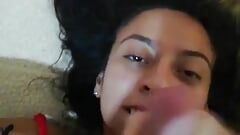 POV blow job and face fuck with cum shot all over Celeste's face