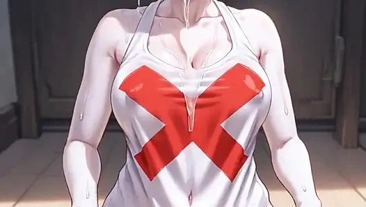 Beyaz hayalet kız mastürbasyon yapıyor ve zevkle salya akıtıyor