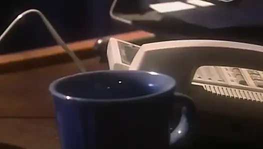 Horny Brunette Secretary Slurps and Gags on Big Boss Cock