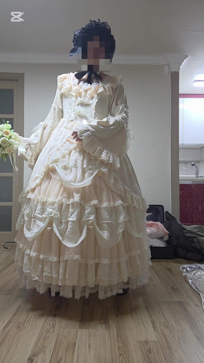 A man in drag, wearing a dress, is being seductive.