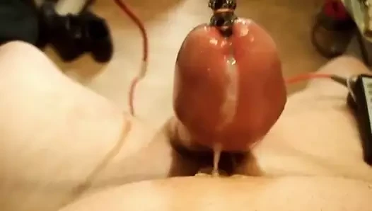 electro stimulation electrode dans bite + plug anal ejac