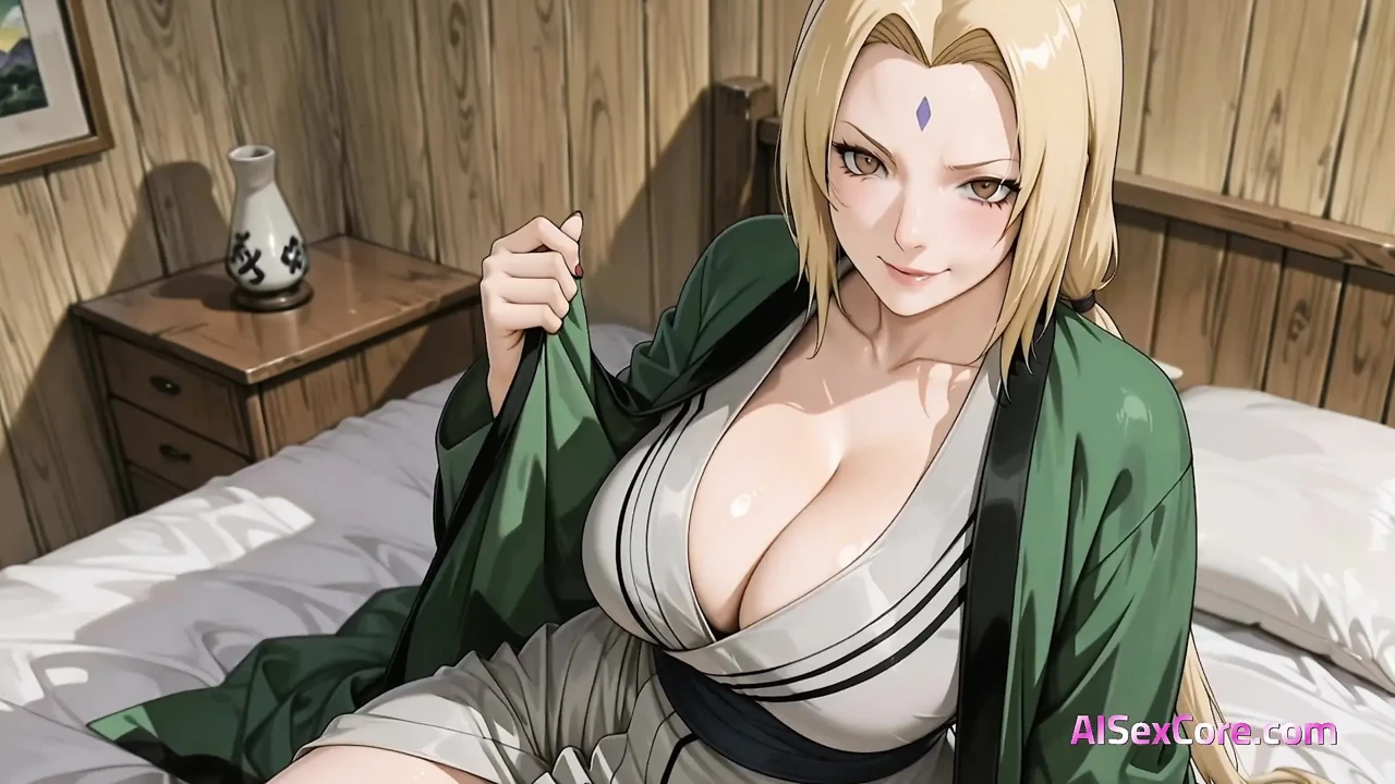 Synthetic MILF Tsunade takes control riding hard dick until a sticky facial leaves her breathless