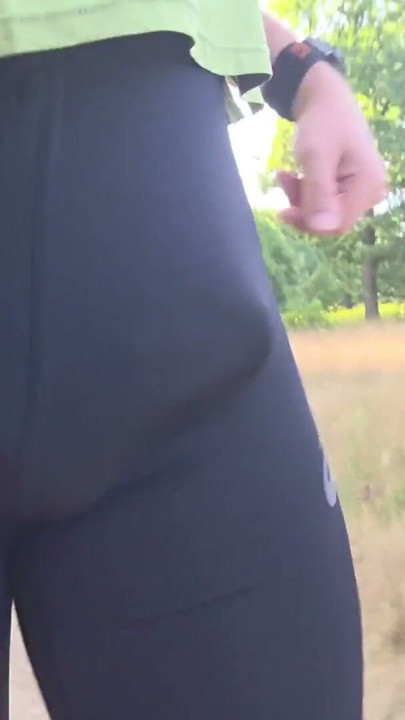 Public lycra bulge outdoor | Clip 1