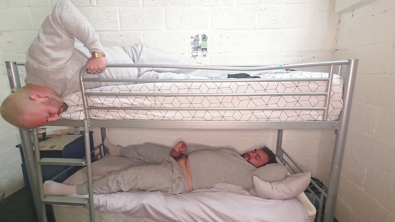 Handcuffed Prison Inmate Serviced Rough Then Stretched Wide Open Against Bunk Rail