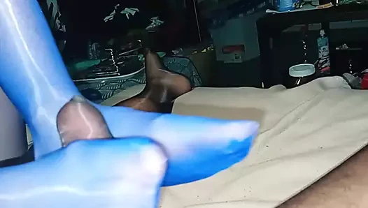 Mavi dikişsiz külotlu çorap fj