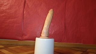Cumming handsfree and masturbating with 12 inch dildo