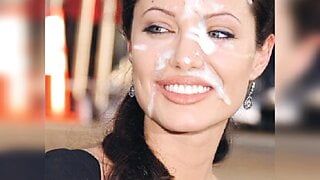 Angelina Jolie (Gesicht) Wichs-Herausforderung - mit Stöhnen.